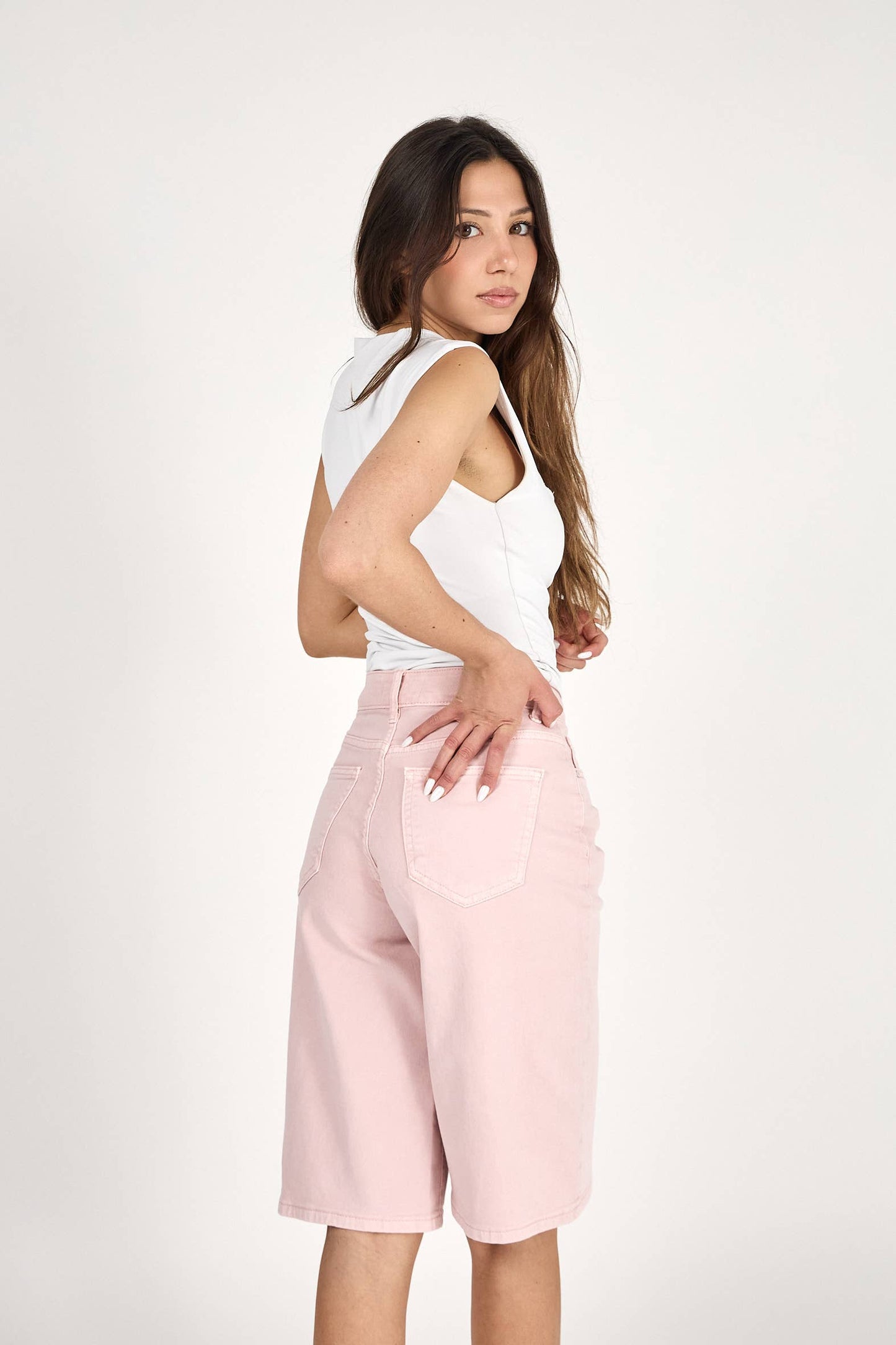 Bermudashorts Baggy "Clara" (Lös passform) : Rosa
