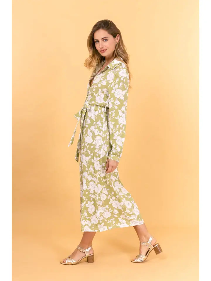 Lång skjortklänning, 100'% Viskos Blommigt tryck - BABEL