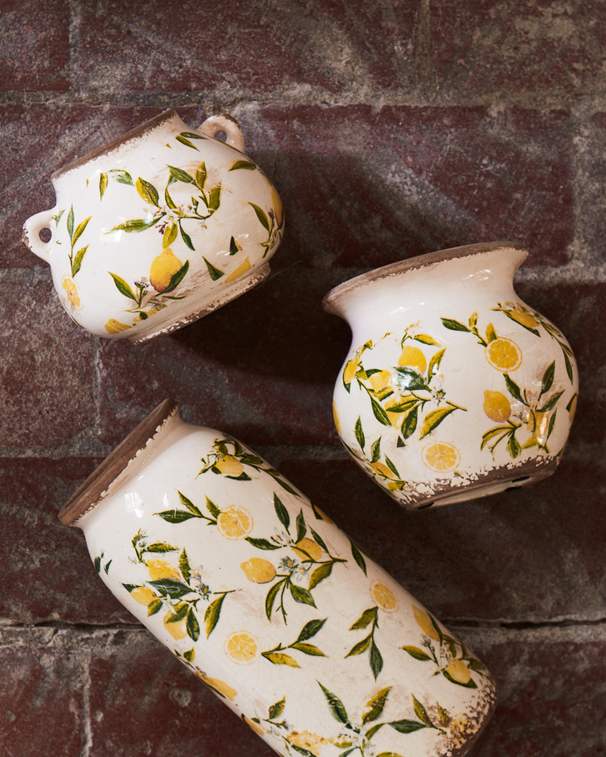 Vas Lemona , H 37 cm , Vit/grön/gul