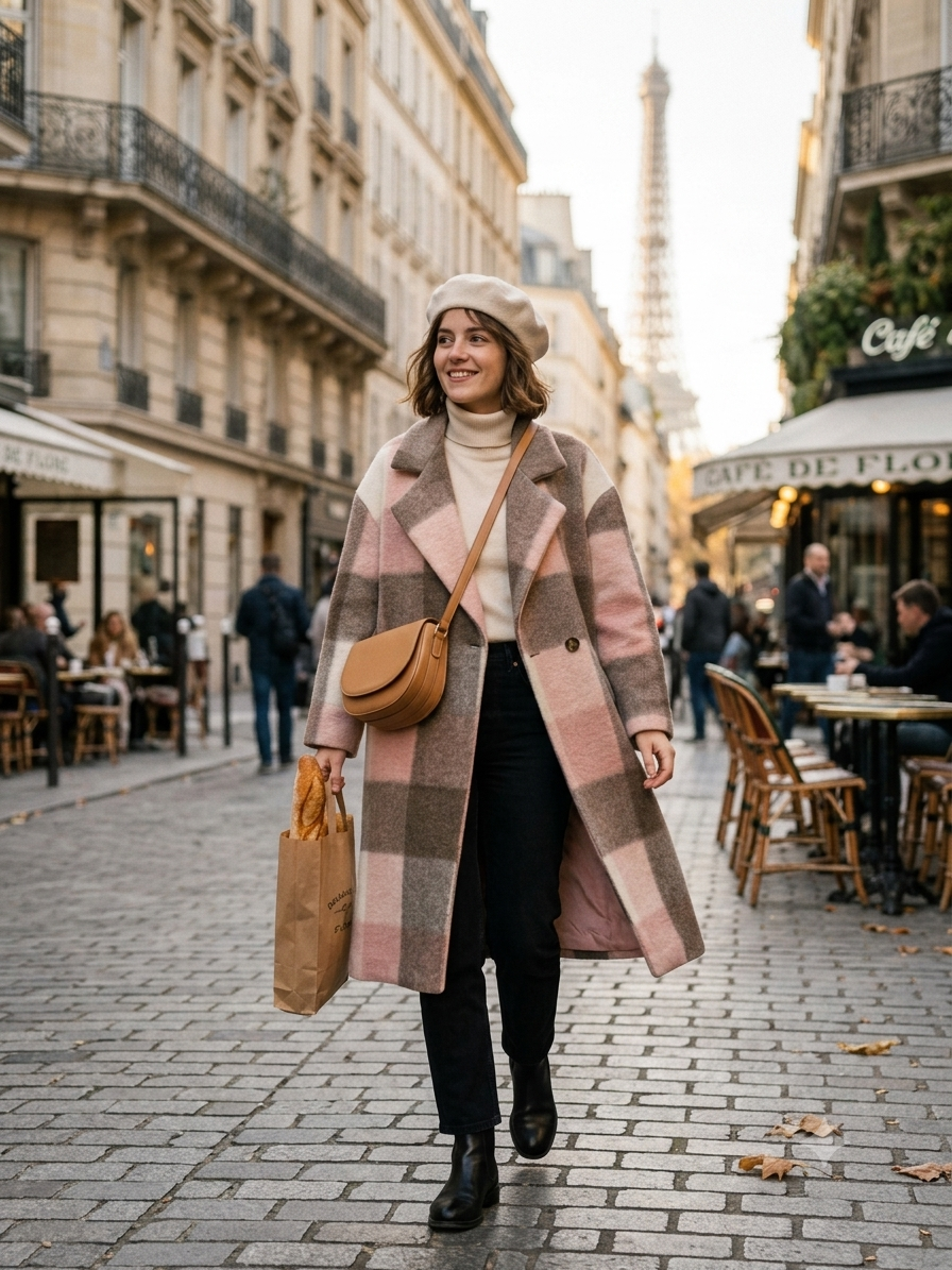 Elegant ullkappa i rosa - ONE SIZE