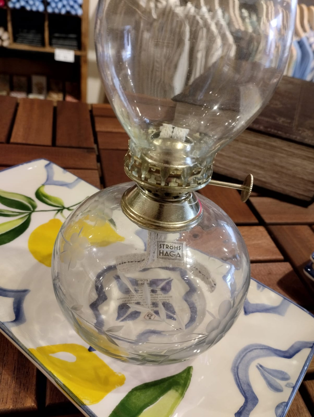 Fotogenlampa Oval Blomma Klar Mässing