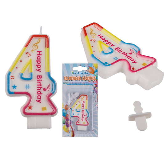 Sifferljus - Siffra: 4 Happy Birthday