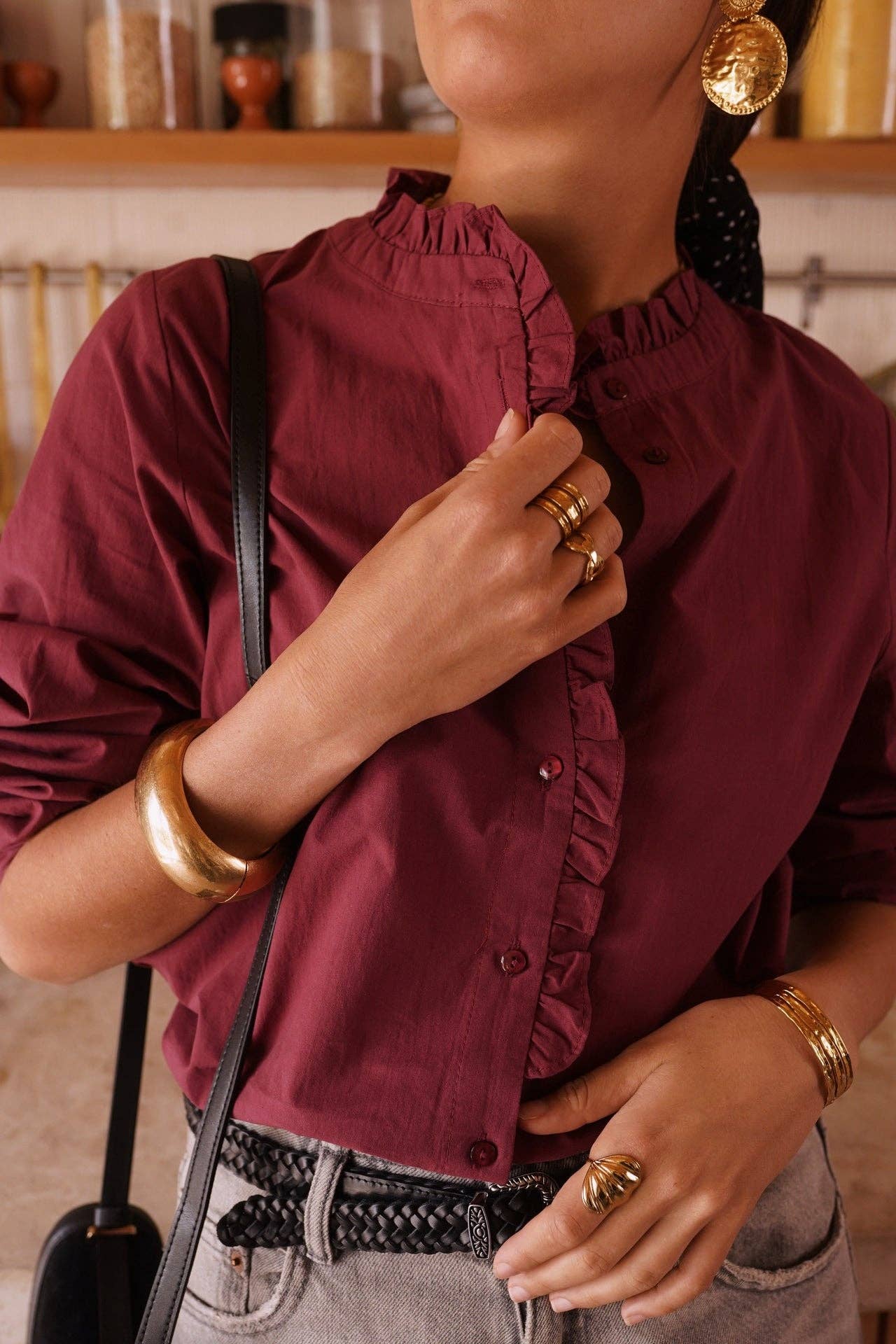 Blus Léana - 100% bomull : Bordeaux