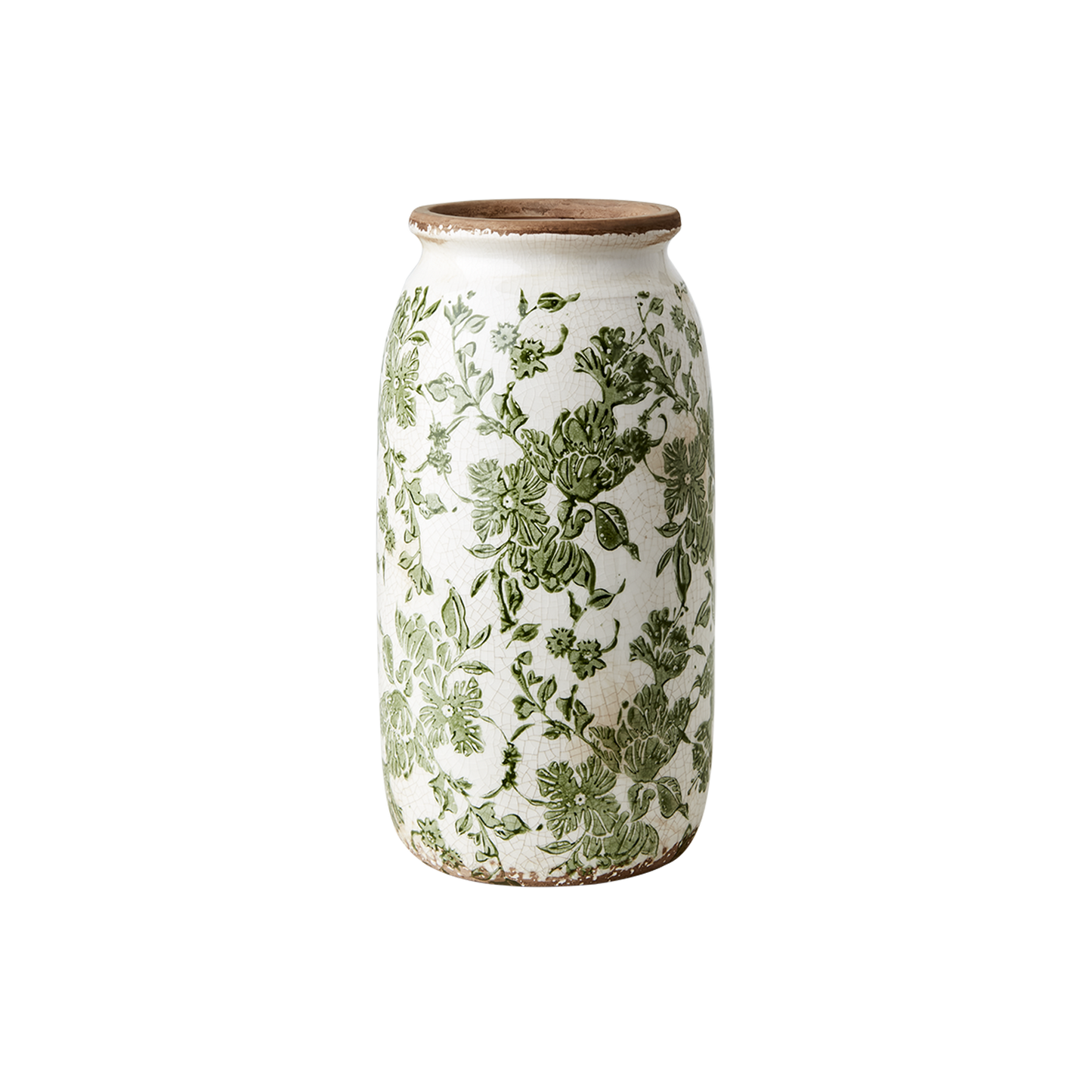 Sanremo vase, H 25 cm, Hvid/grøn