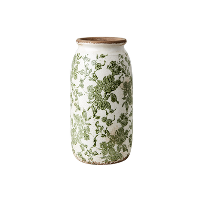 Sanremo vase, H 25 cm, Hvid/grøn