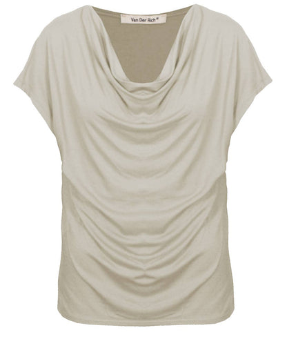 T-shirt med vattenfallsringning, kortärmad: Beige
