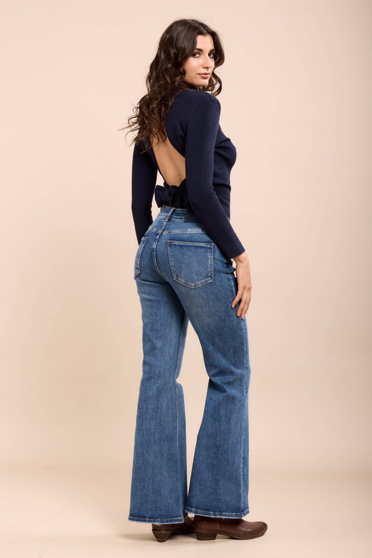 Stretch bootcut jeans : Blå