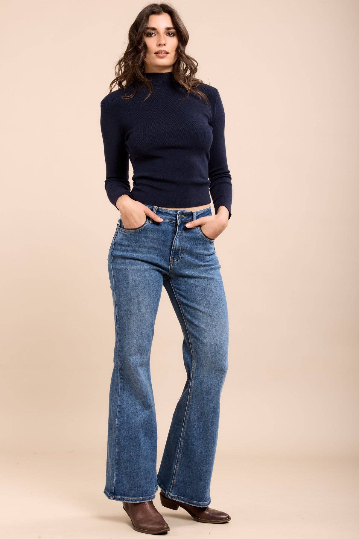 Stretch bootcut jeans : Blå