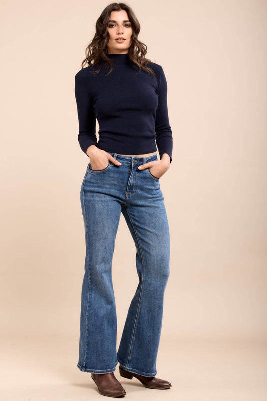 Stretch bootcut jeans : Blå