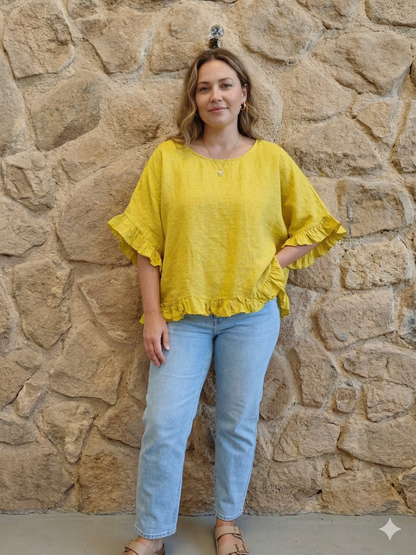 Blus Volang 100% Linne : Amarillo