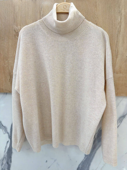 Polotröja i 100 % ull : Beige