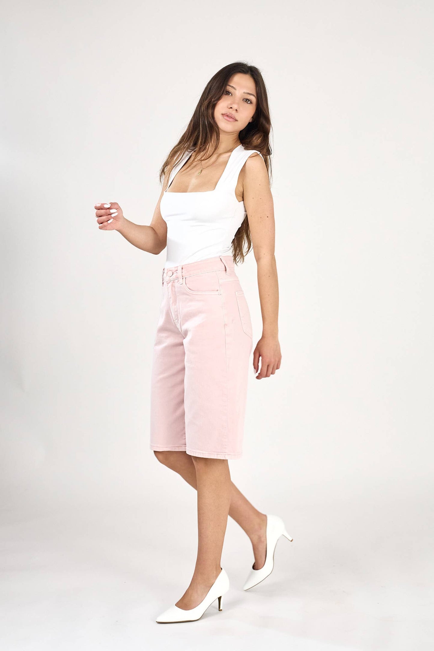 Bermudashorts Baggy "Clara" (Lös passform) : Rosa