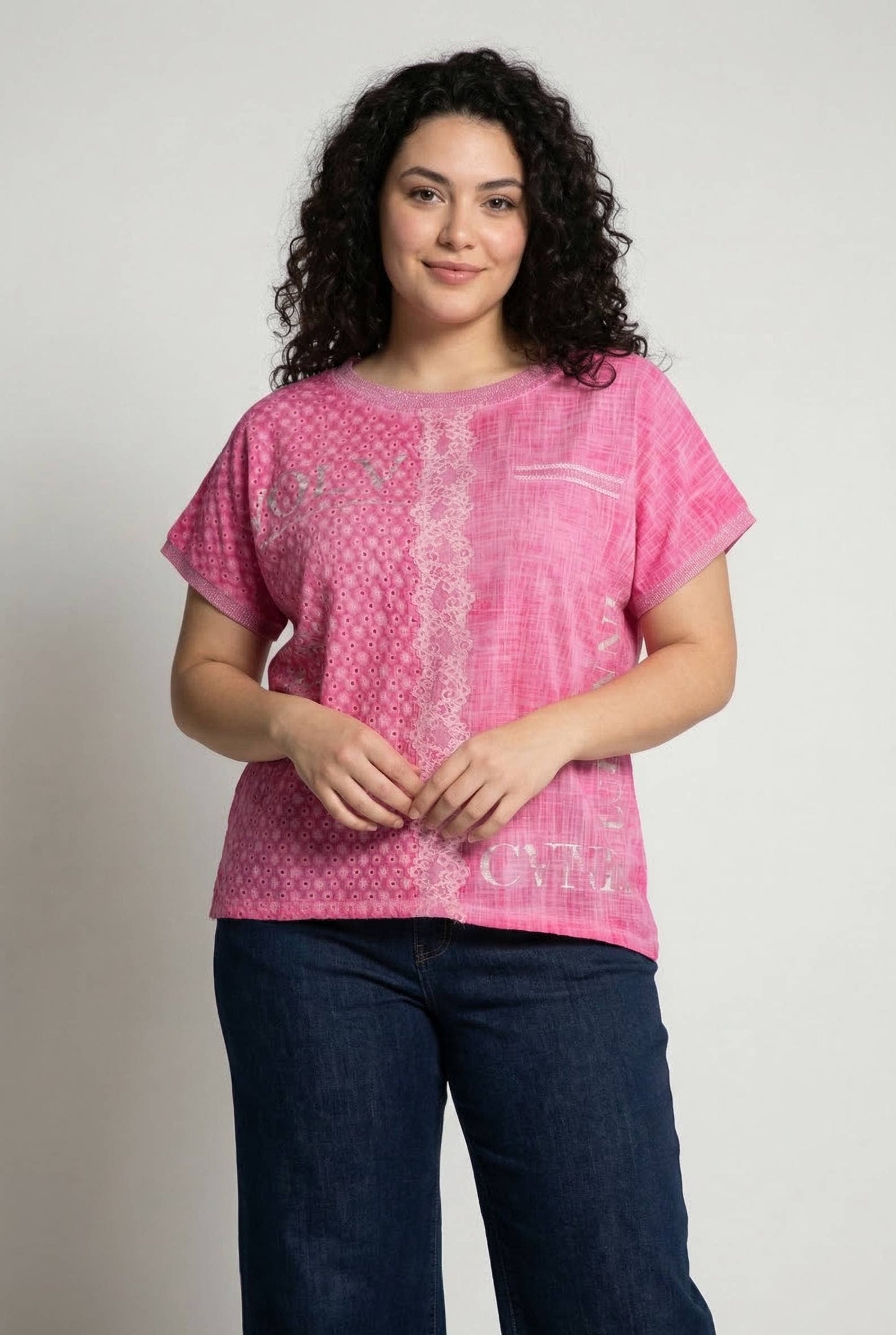 Rosa t-shirt - 95% bomull - plusstorlek