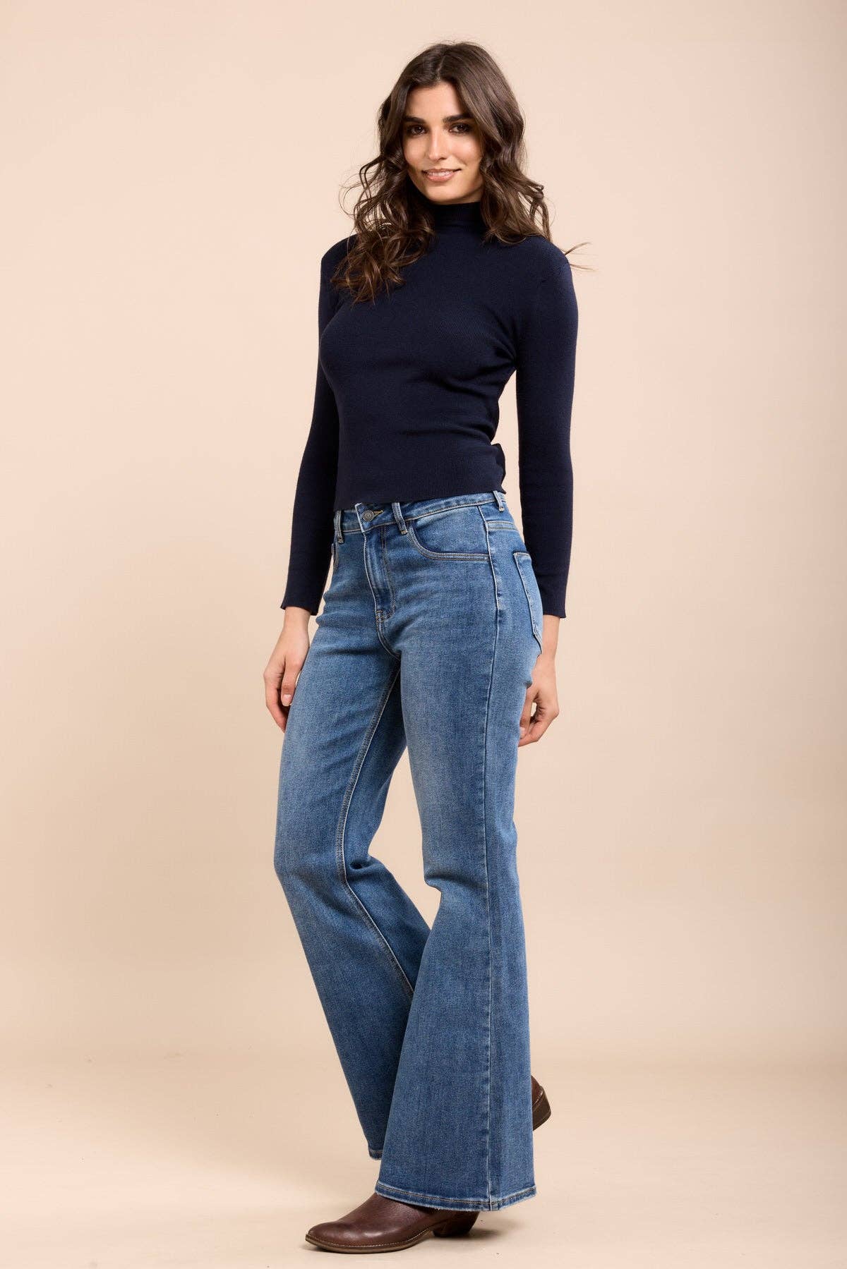 Stretch bootcut jeans : Blå