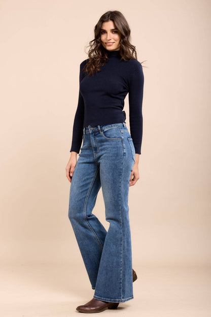 Stretch bootcut jeans : Blå