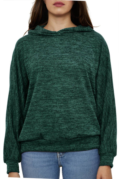 Oversize-tröja, enfärgad, med huva: grön
