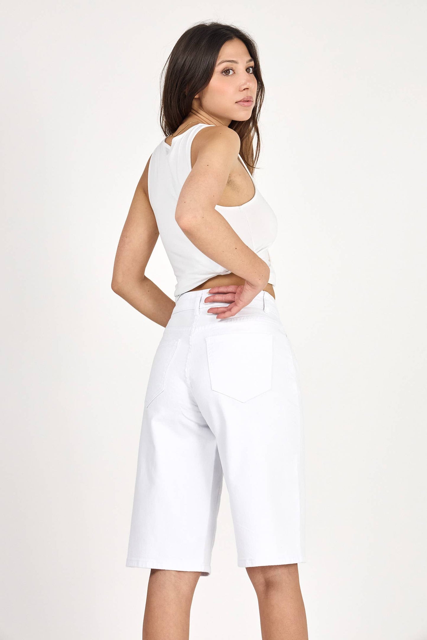 Bermudashorts Baggy "Clara" (Lös passform) : Vit