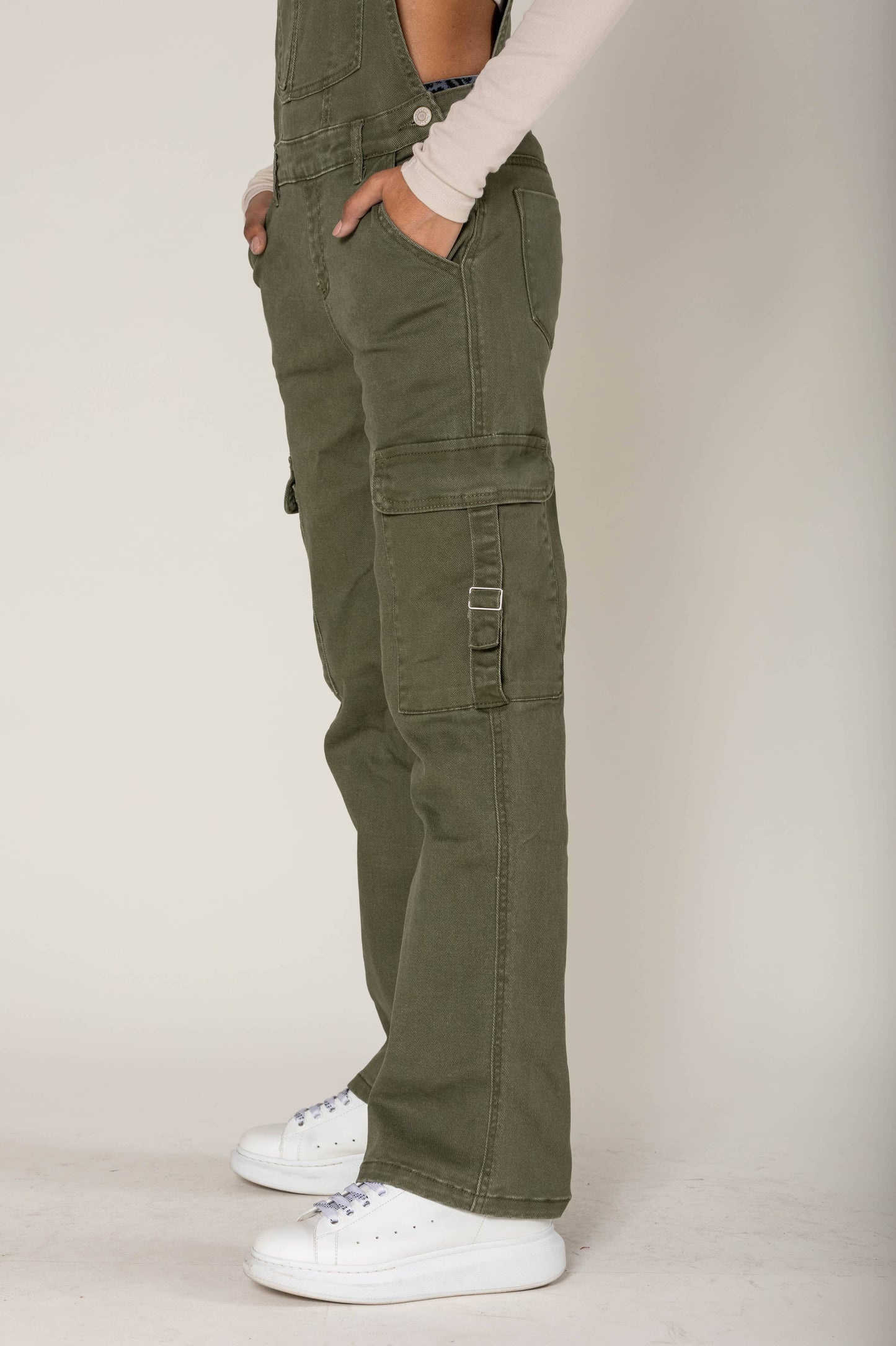 Nina Carter Hängselbyxa Cargo Denim Stretch - Persimmon