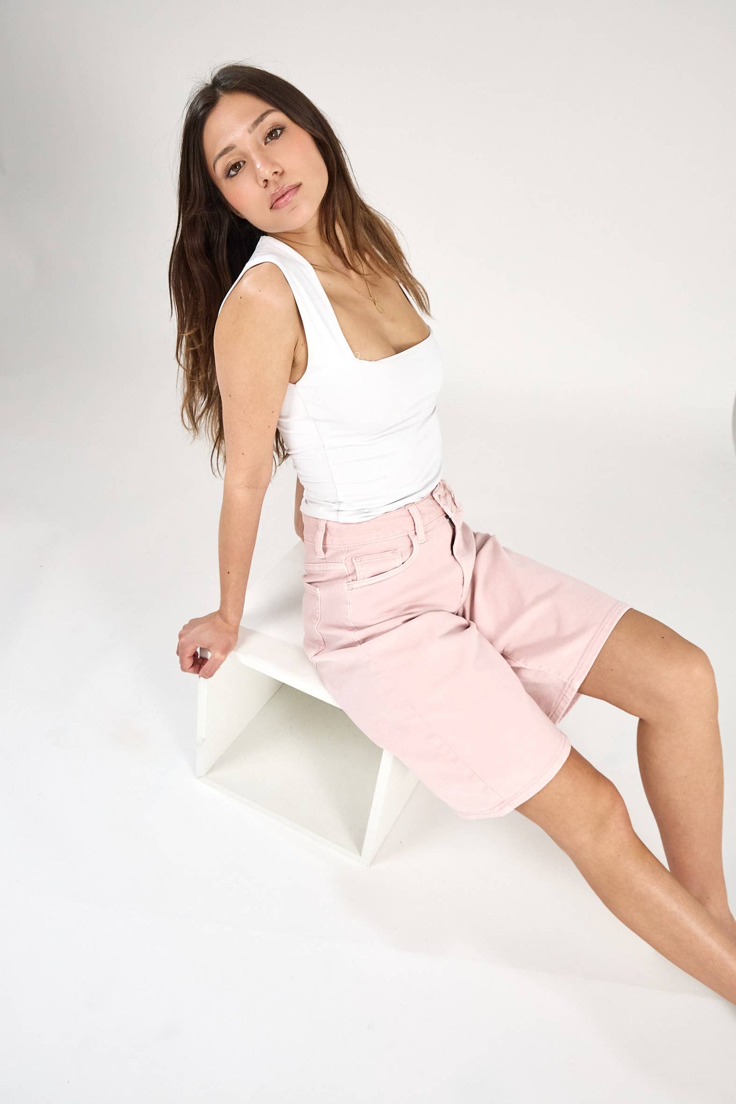 Bermudashorts Baggy "Clara" (Lös passform) : Rosa
