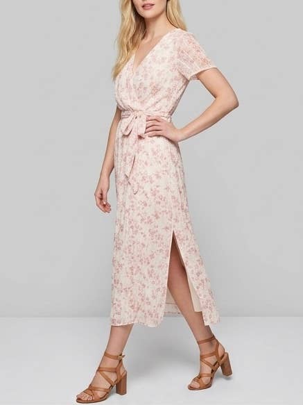 Lång Klänning m. Blommor - 100% Bomull : Rosa