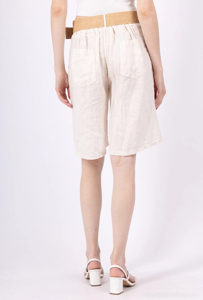 Bermudashorts - 100% linne - Creme