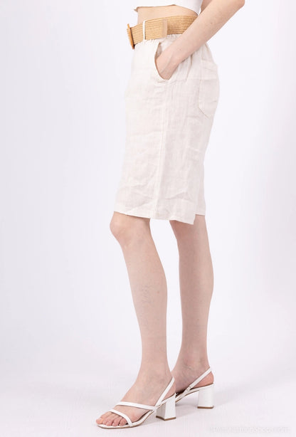 Bermudashorts - 100% linne - Creme
