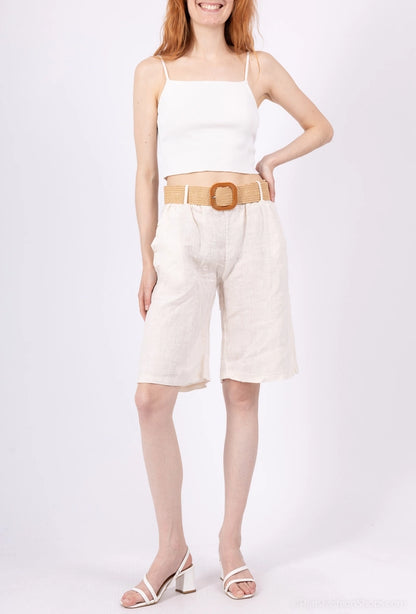 Bermudashorts - 100% linne - Creme