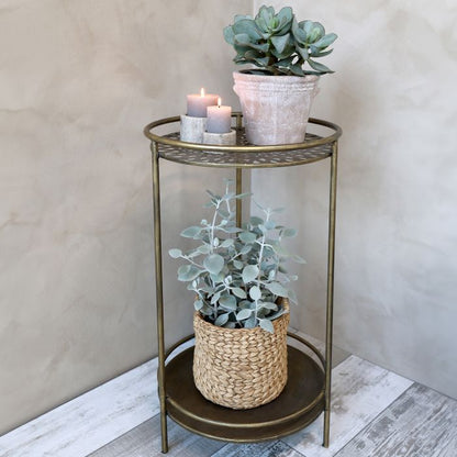 Elegant Bord med 2 Hyllor – Färg: Antik Mässing