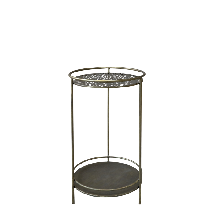 Elegant Bord med 2 Hyllor – Färg: Antik Mässing