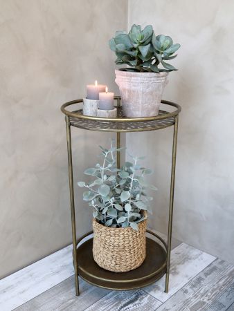 Elegant Bord med 2 Hyllor – Färg: Antik Mässing