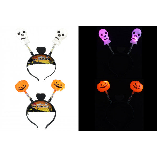 LED Halloween diadem "Græskar og kranium"