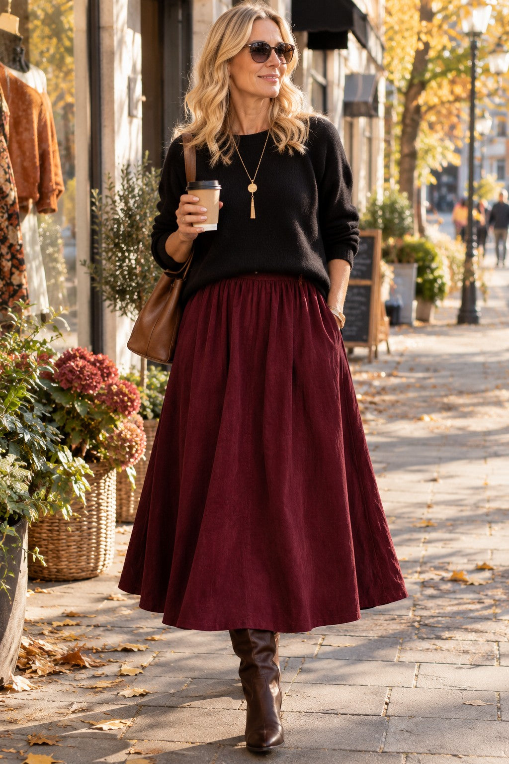 Kjol Manchester 100% Bomull One Size: Bordeaux