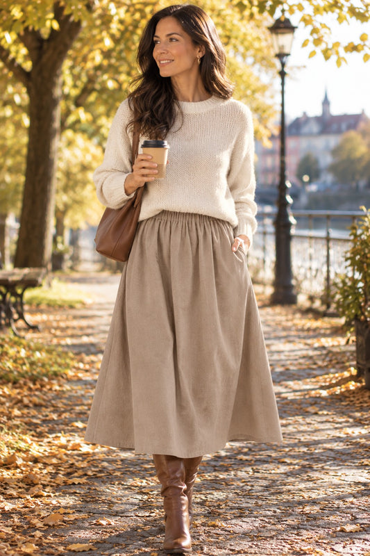 Kjol Manchester 100% Bomull One Size: KAMEL