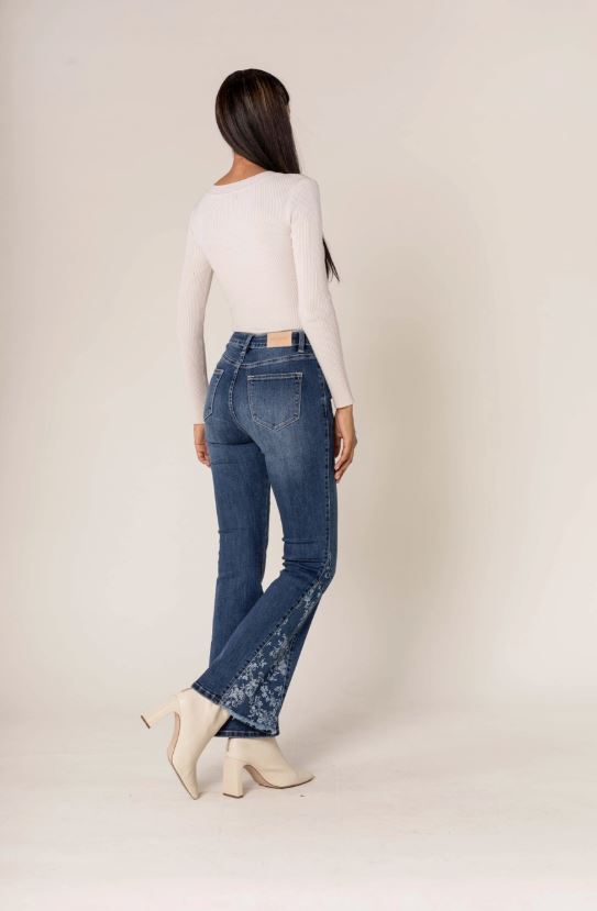 Bootcut Jeans med blommigt tryck