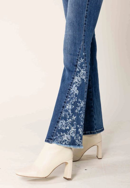 Bootcut Jeans med blommigt tryck