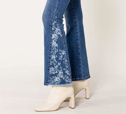 Bootcut Jeans med blommigt tryck