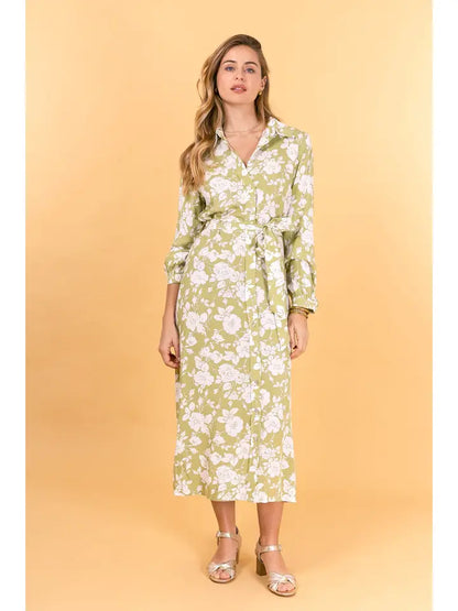 Lång skjortklänning, 100'% Viskos Blommigt tryck - BABEL