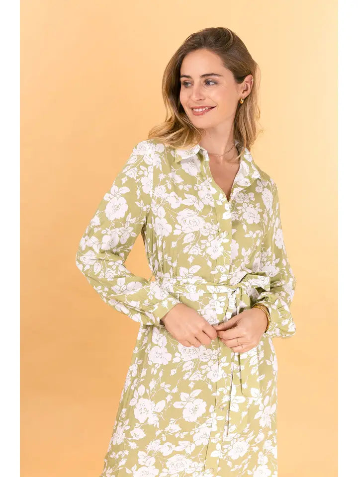 Lång skjortklänning, 100'% Viskos Blommigt tryck - BABEL