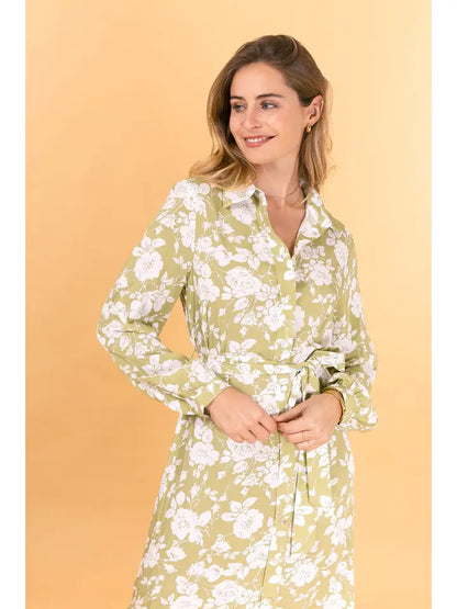 Lång skjortklänning, 100'% Viskos Blommigt tryck - BABEL