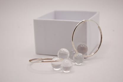 Örhängen - Creoler / Runda Ringer - Klar - Silver - Marianne Degener