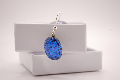 Par Örhängen - Dichroic Glas - Blå - Silver - Marianne Degener