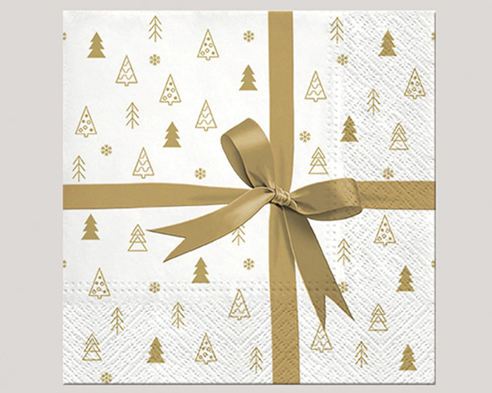 Servietter 20-pak, 3-lags, 33x33 cm 'Gold Ribbon'
