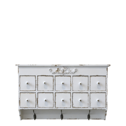 Sorteringshylla med lådor och krokar - Shabby Chic