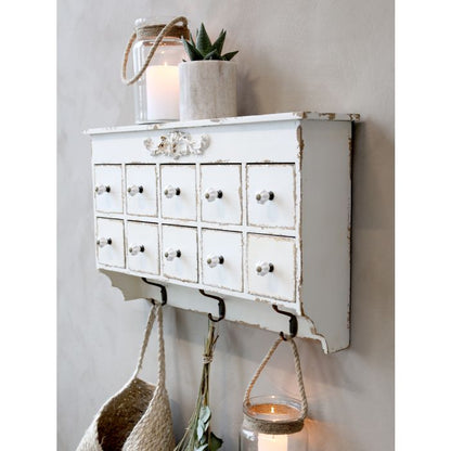 Sorteringshylla med lådor och krokar - Shabby Chic