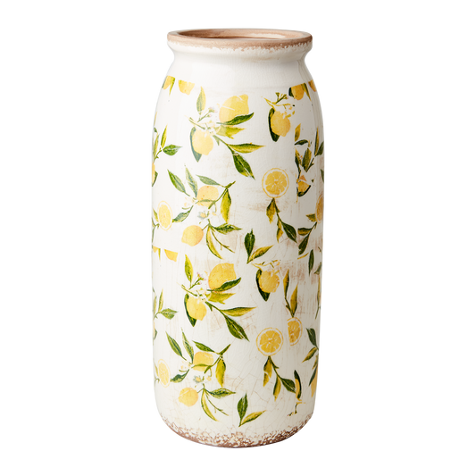 Vas Lemona , H 37 cm , Vit/grön/gul