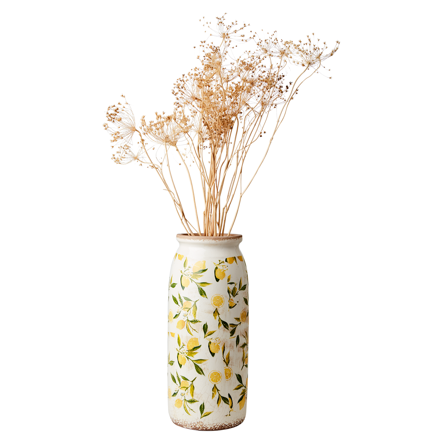Vas Lemona , H 37 cm , Vit/grön/gul