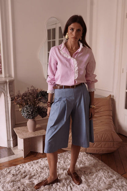 Bermudashorts Iria - 100% bomull : Blå