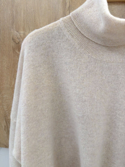 Polotröja i 100 % ull : Beige