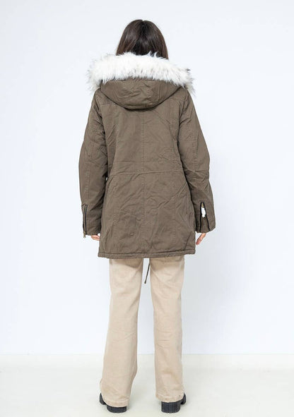 Parka med vit fuskpäls: 100% Bomull