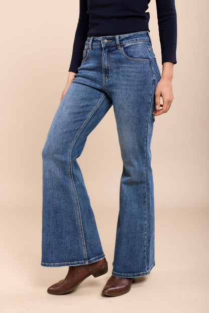 Stretch bootcut jeans : Blå